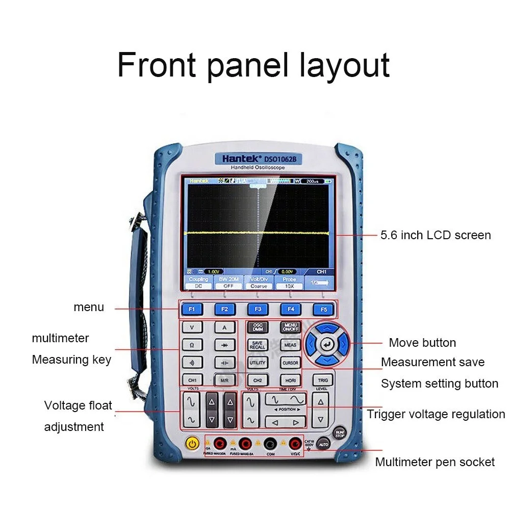 DSO1062B  Digital Storage Oscilloscope Portable 60MHz 1M Memory Depth Oscilloscope XY Mode Waveform Recorder