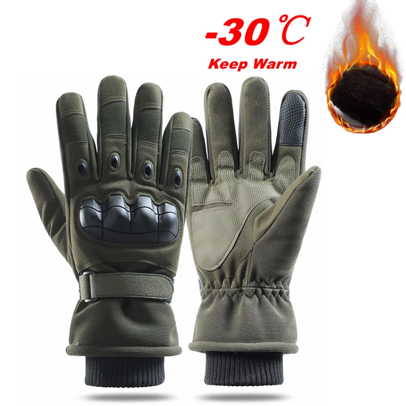 Men\'s Tactical Gloves Winter Full Finger Warm Moto Ski Touchscreen Waterproof Outdoor Sports Cycling Skiing Non-Slip Gloves