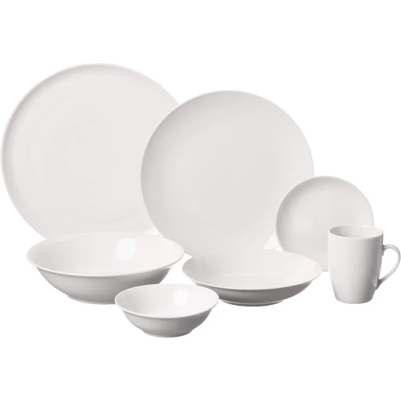 52 Pc Coupe Dinnerware Set, Service for 8, White,SM-5200-CP-W