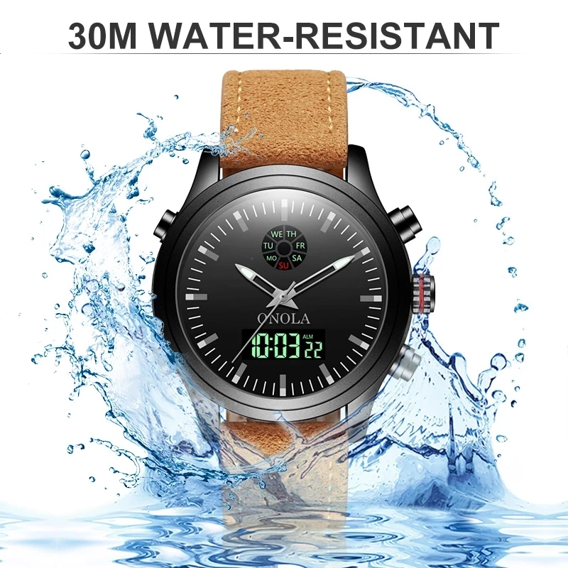 Fashion Sports Watch for Men Dual Display Digital Quartz Wristwatches Luminous Waterproof Male Clock with Box Relogio Masculino