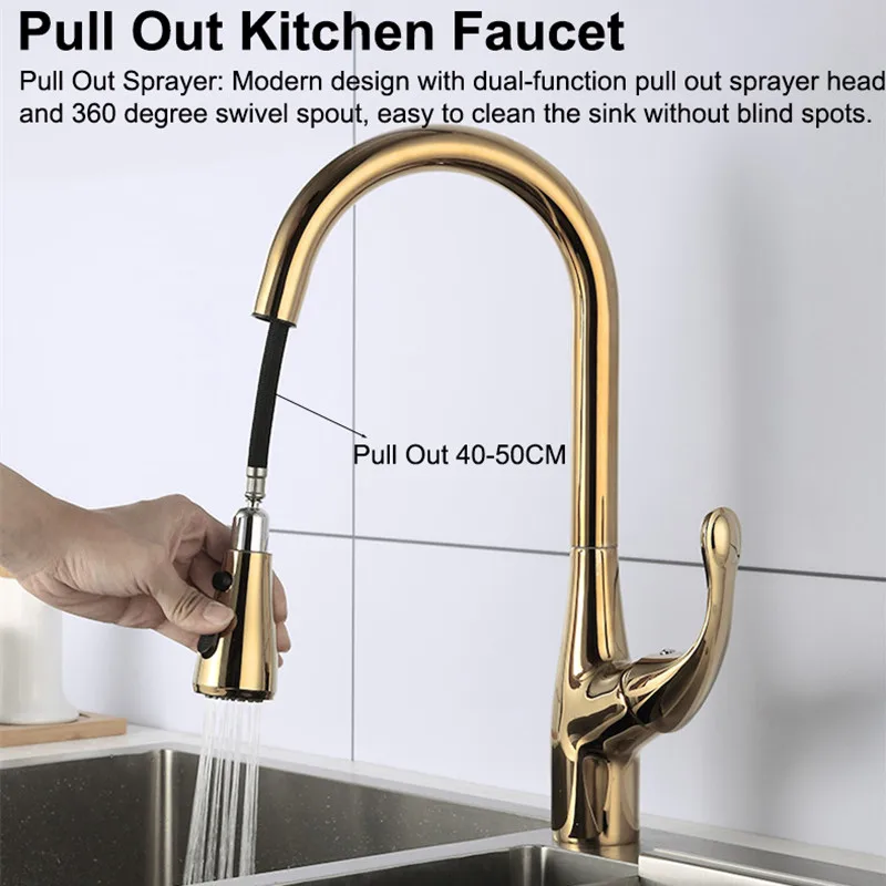 Gold Touch Kitchen Faucets Sensitive Touch Control Pull Out Kitchen Mixer Tap Brass Kitchen Faucet Smart Touch Kitchen Faucets