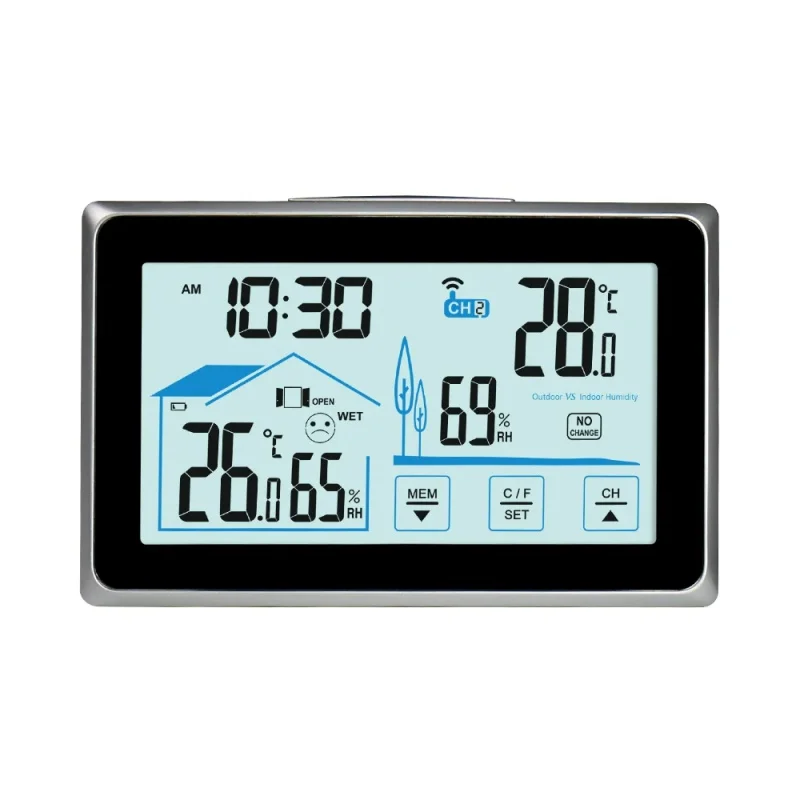 BALDR Large Screen Wireless Weather Station In/Outdoor Digital Temperature Humidity Monitor Comfort Level Indicator Sensor