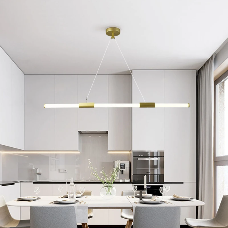 Akari LED Chandelier Simple post-modern long tube chandelier creative lamp front desk shape changeable dining hanging light