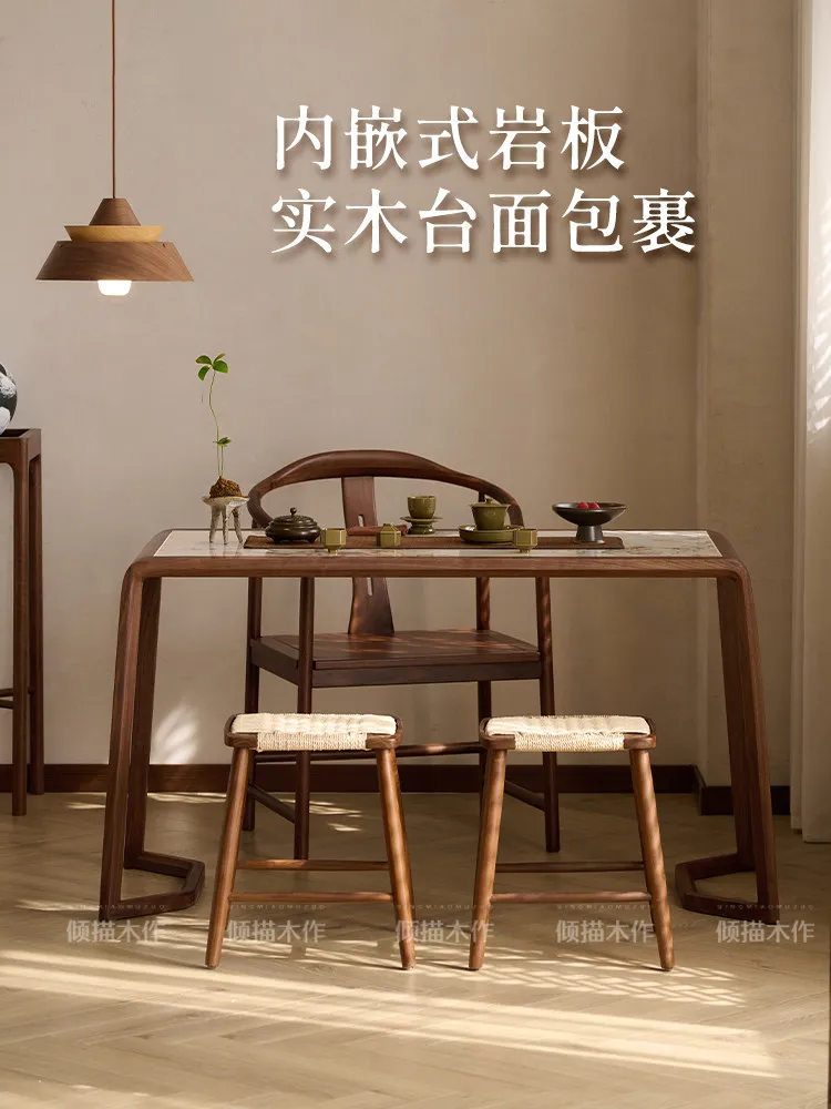 

PYJ New Chinese Slate Tea Table North American Black Walnut Tea Room Furniture Home Tea Table