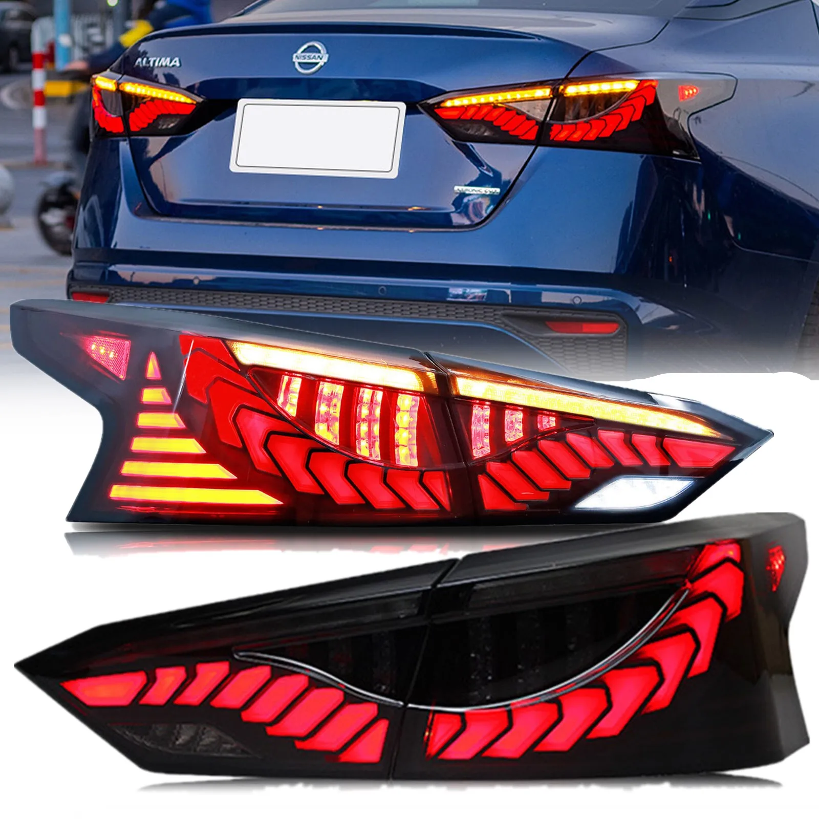 

12V Smoked LED Tail Lights For Nissan Altima 2019 2020 2021 2022 Sequential Signal Rear Lamp Assembly