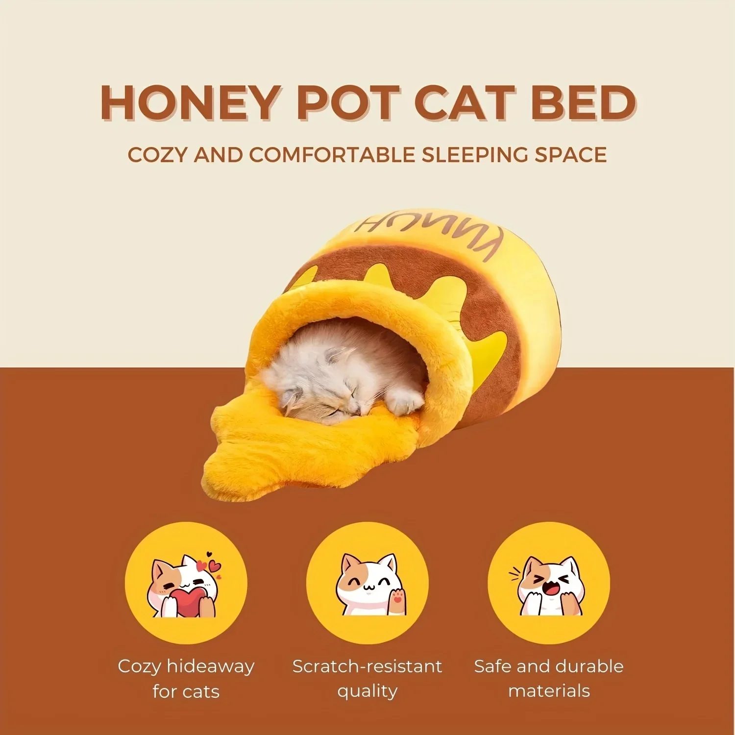 Autumnand Winter Honey Jar Cat Nest Four Seasons Universal Semi enclosed Warm Pet Nest Cat Sleep Cushion for Small andMedium Dog