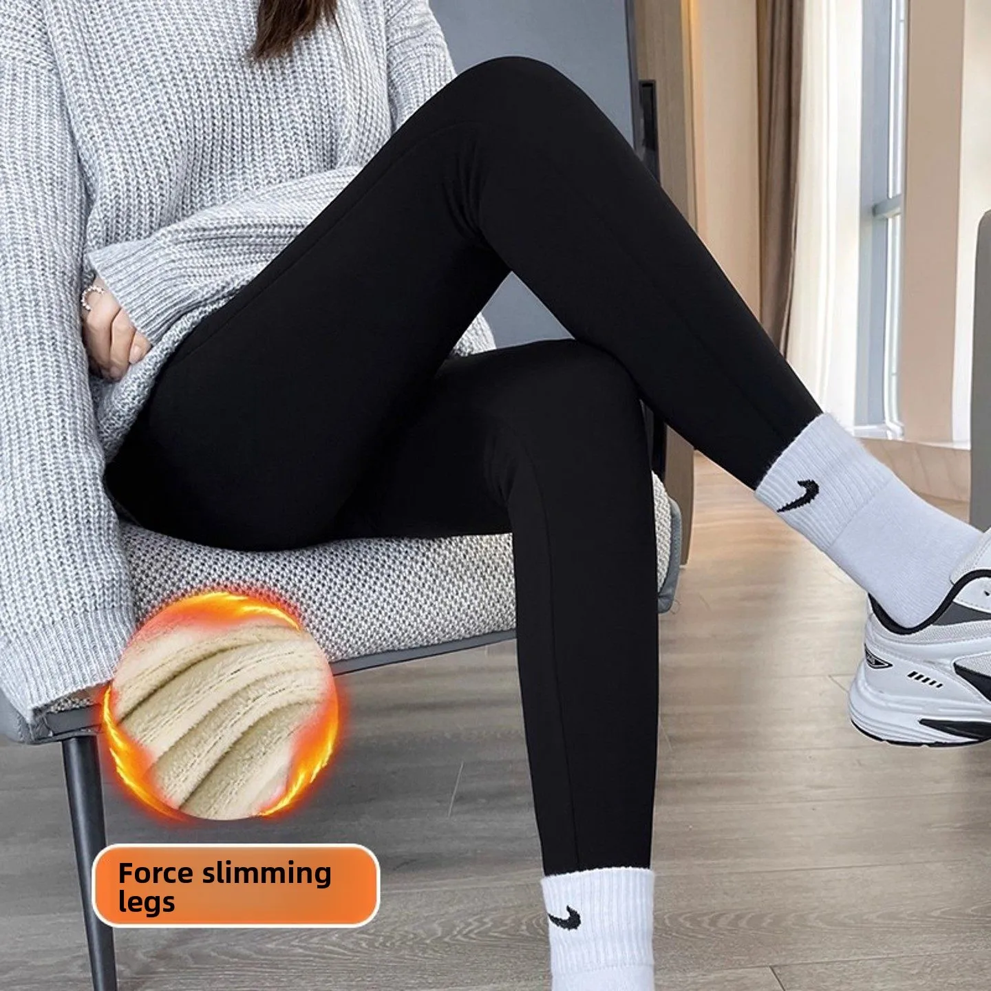 

High-Waist Fce-Lined Thiened Women's Yoga Pants arkskin Leggings Autumn Winter Warm Cotton Pants Casual Long Pants