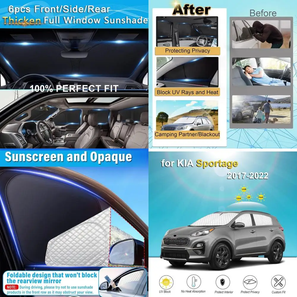 

Custom-Fit UV-Blocking Privacy Window Tint for 2017-2022 Kia Sportage, Full Set Sunshades for Camping & Outdoor Use