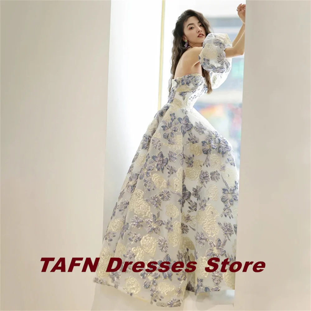 TAFN Gorgeous Wedding Dresses A-line Princess Floral Print Short Sleeves Bridal Gown 2024 웨딩드레스 Floor-Length