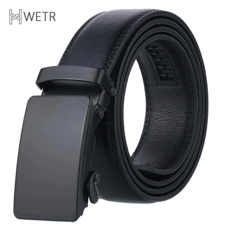 Men\'s Automatic Buckle Belt Slip Buckle Business Casual Leather Waist Belt