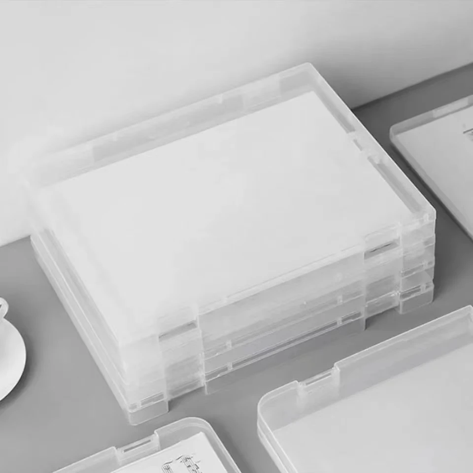 1PC Clear Document Storage Box Stationery Organizer Folder Office Bill Storage Sorting Plastic Box A4 Paper Capacity