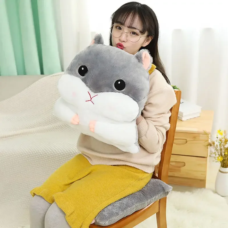 Cute Hamster Hand Warmer Pillow Sleeping Cushion Office Student Chair Cushion Seat Cushion Chair Winter Thickened Backrest