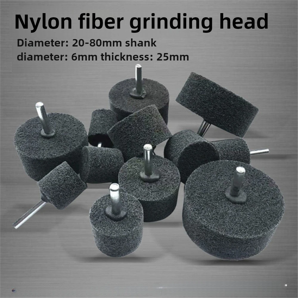 

6 pieces nylon fiber grinding head non-woven fabric metal stainless steel deburring color polishing wheel grinding head