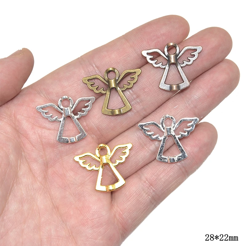 10pcs 5 Color Fairy Angel Frame Charm Alloy Metal Spacer Beads For DIY Bracelet Jewelry Accessories Making