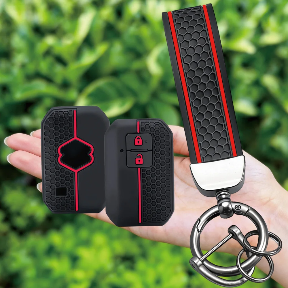 Silicone Remote Key Case Cover for Suzuki Swift 2017 2018 Keyless Fob Shell Skin Keyring Key Chain Holder Protector Accessories - view 2