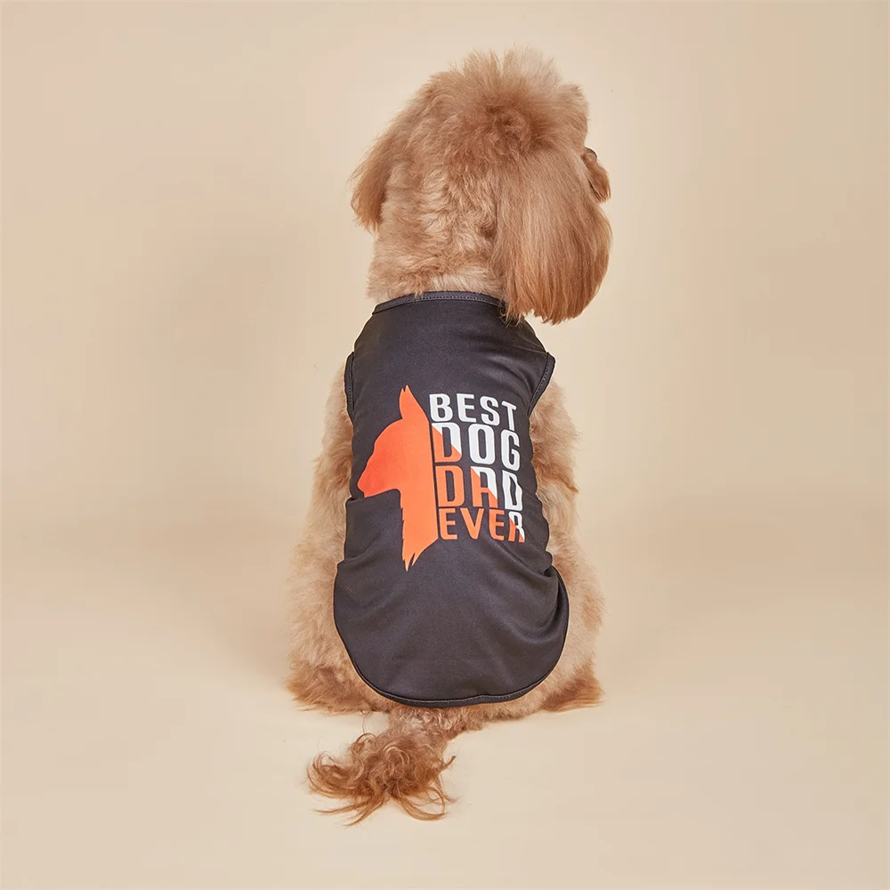 “Best Dog Dad Ever ”Dog Shirts  Letter Printed Vest for Small Dogs Fathers’Day Costume Dog Tank Top Puppy Gift Pet Clothes