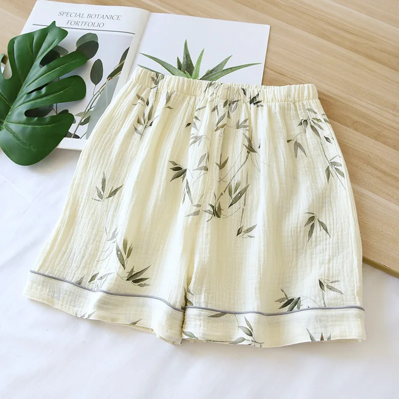 2024 Japanese Summer New Women\'s Shorts 100% Cotton Crepe Pajama Pants Thin Loose Quarter Pants Home Shorts Ladies Bottoms