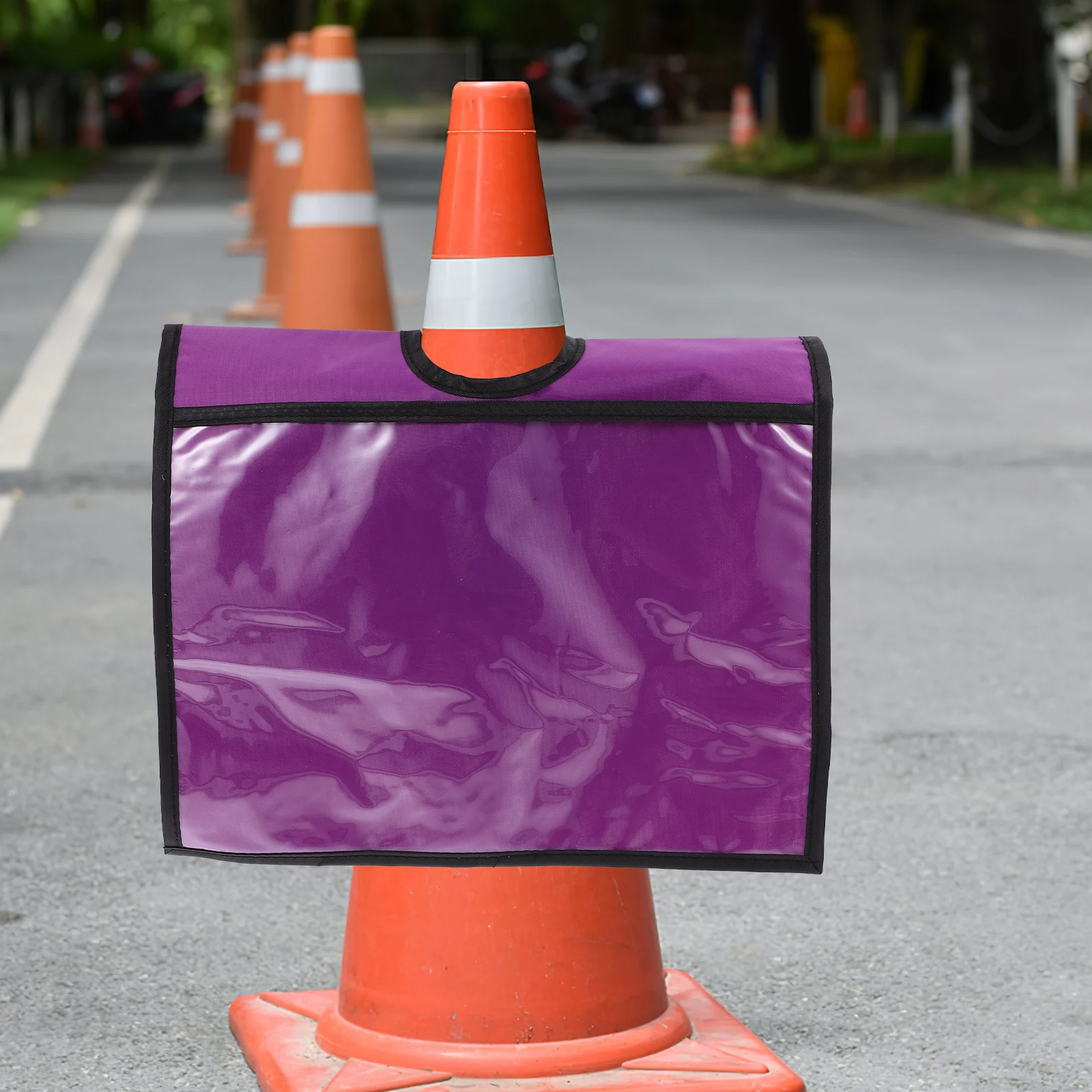 

2Pcs Traffic Cone Warning Sign Bright Weatherproof PVC PE Material Cone Sleeve for Outdoor Safety A4 Size Traffic Signs