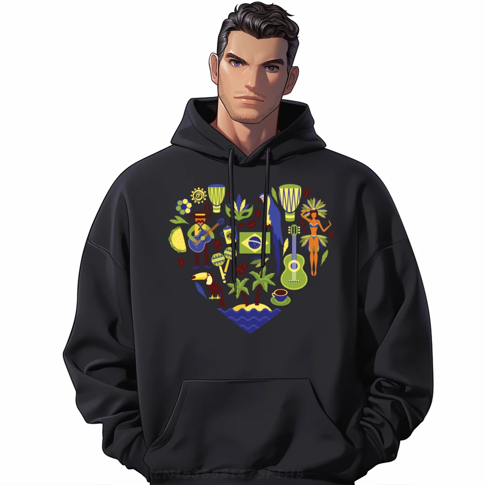 

Brazil Heartbeat Soccer Beach Flag Cultural Display Printed Hoodie Camiseta Masculina Tops & Tees Printed