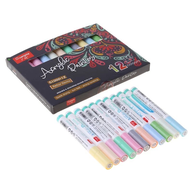 12 цветов, акриловые художественные маркеры для творчества, граффити, стекло, керамика, рисование
