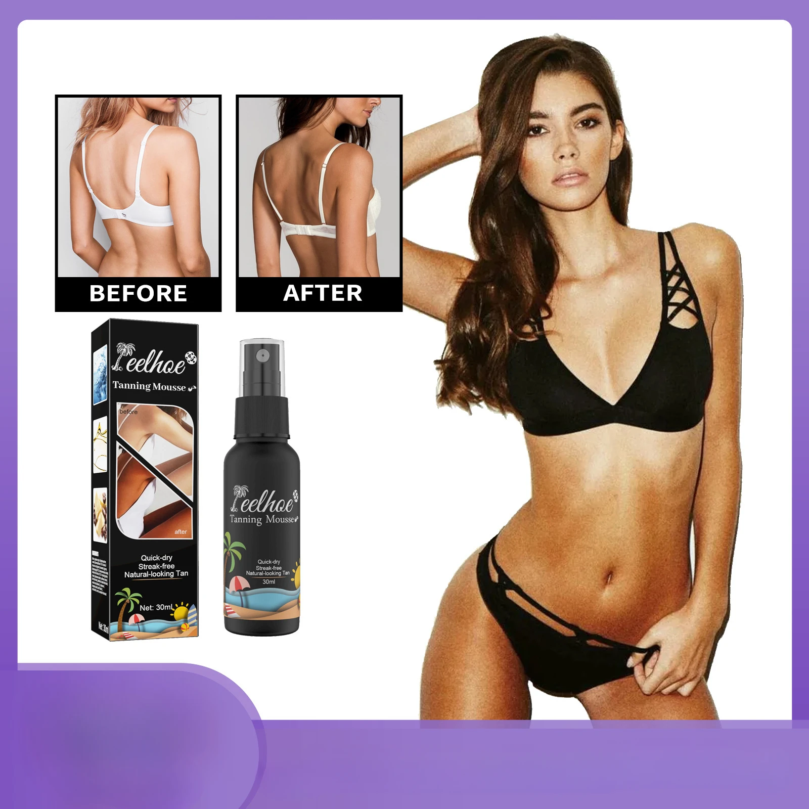 

EELHOE Tanning Spray Skin Beach Tanning Cream Spray Sun-Free Apply To Become Bronze Natural Summer Tan Bronzer in Sun-free 30ml