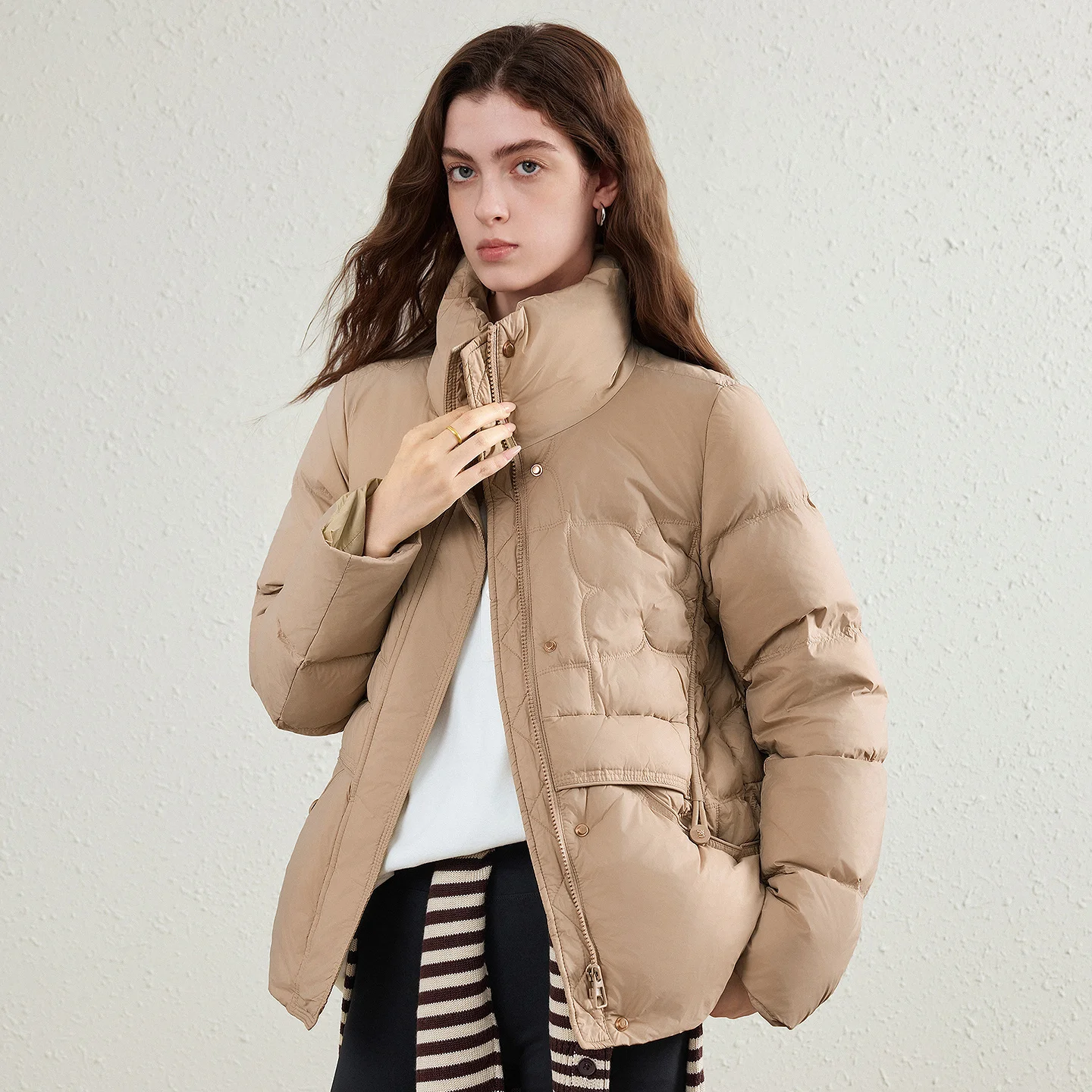TOYOUTH Women's 90% White Duck Down Jacket 2026 Autumn New High Neck Windproof Fluffy Cocoon Silhouette Warm Outerwear - view 2