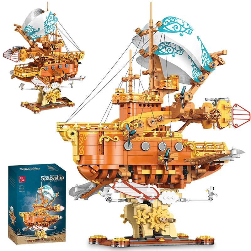 1864pcs Piratenschip Serie Stoom Fantasy Ruimteschip Model Bouwstenen MOC Schip Cruisers Bouwstenen Set Puzzel Speelgoed Gift