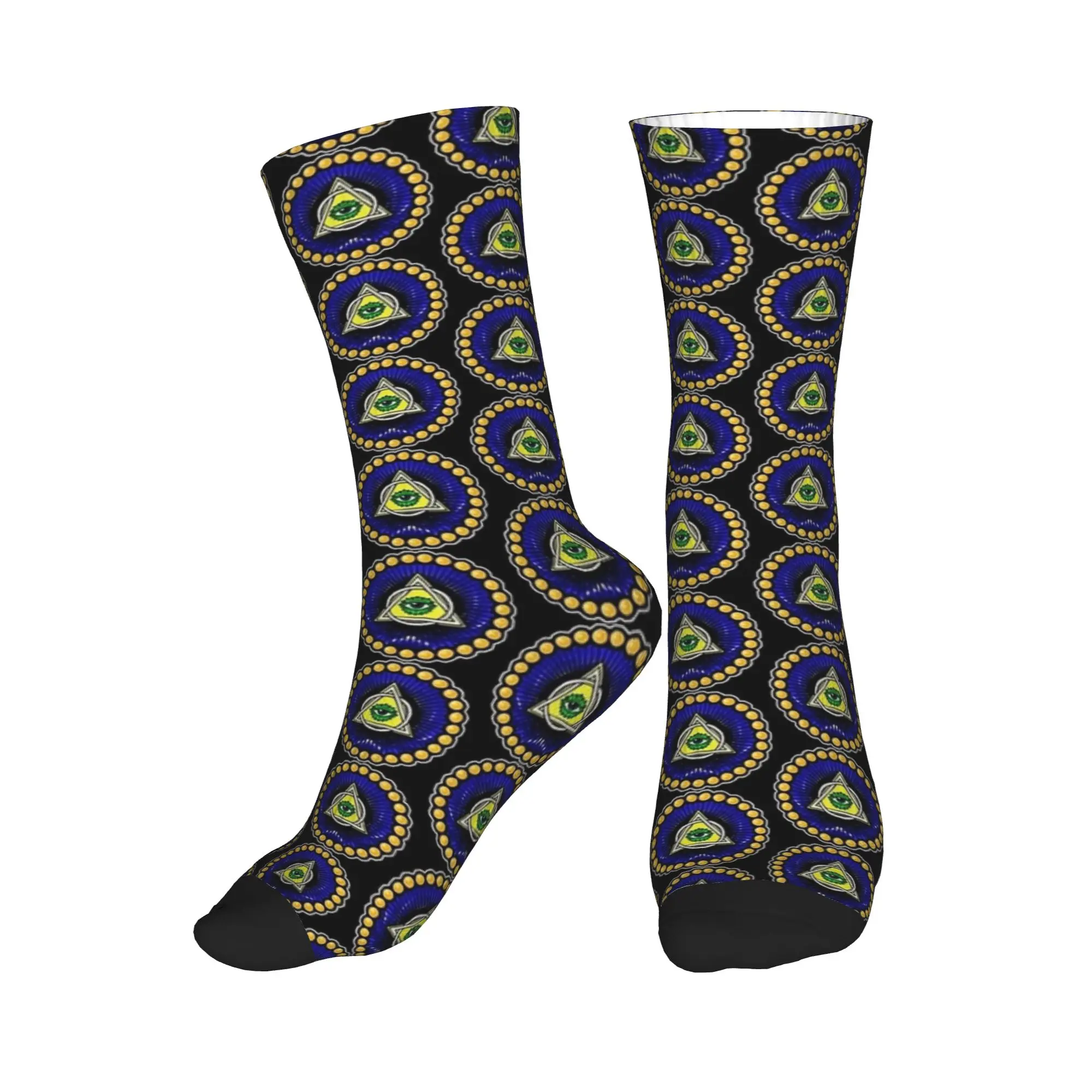 

Women Men Socks Masonic Freemason All Seeing Eye Stockings Anti-Slip Breathable Socks Autumn Funny Design Outdoor Socks