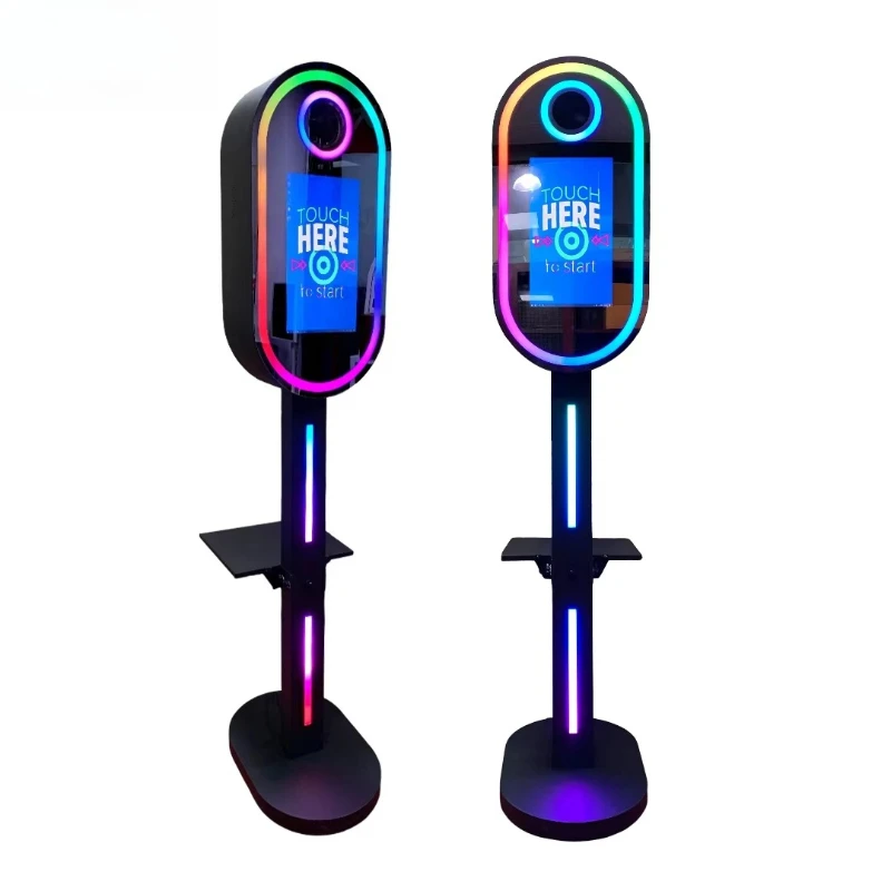 Portable Oval Mirror Photo Booth with Light Emitting Diode Ring Light