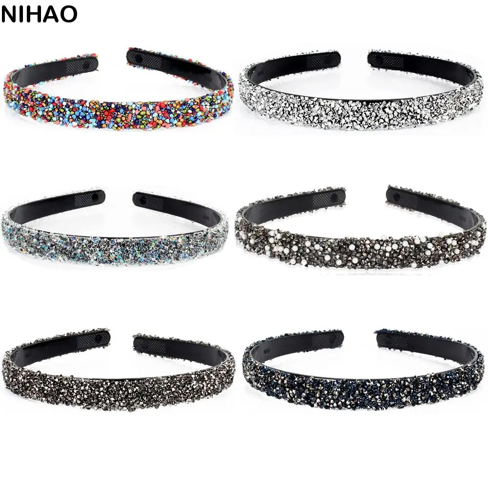 

Simulated Crystal Pearl Rhinestones Headbands Luxury Hair Accessories Hairbands Sparkly Padded Hair Bands Headdress Women