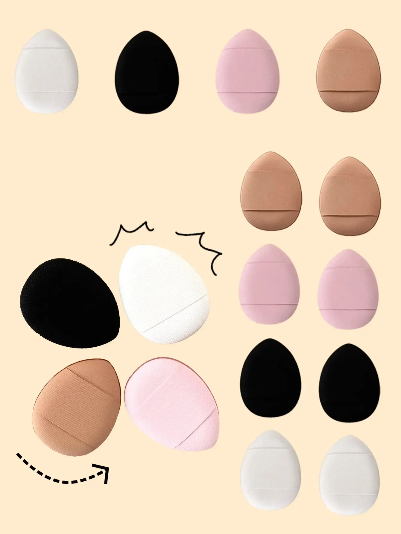 Pouf de maquillage pour les doigts, Version épaisse haut de gamme, adapté au maquillage de Base et à la fixation du maquillage, Portable et pratique, 12/35 pièces