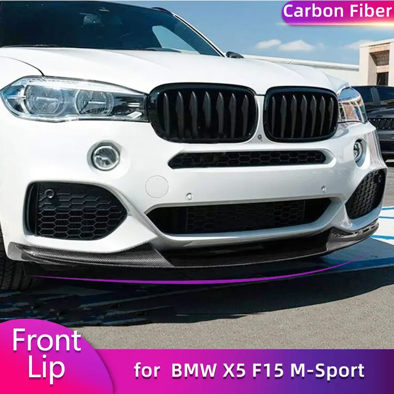 

Full Carbon Fiber Front Bumper Lip Spoiler for BMW X5 F15 M-Sport Utility 4-Door 2014-2018 Car Front Lip Chin Apron Body Kit
