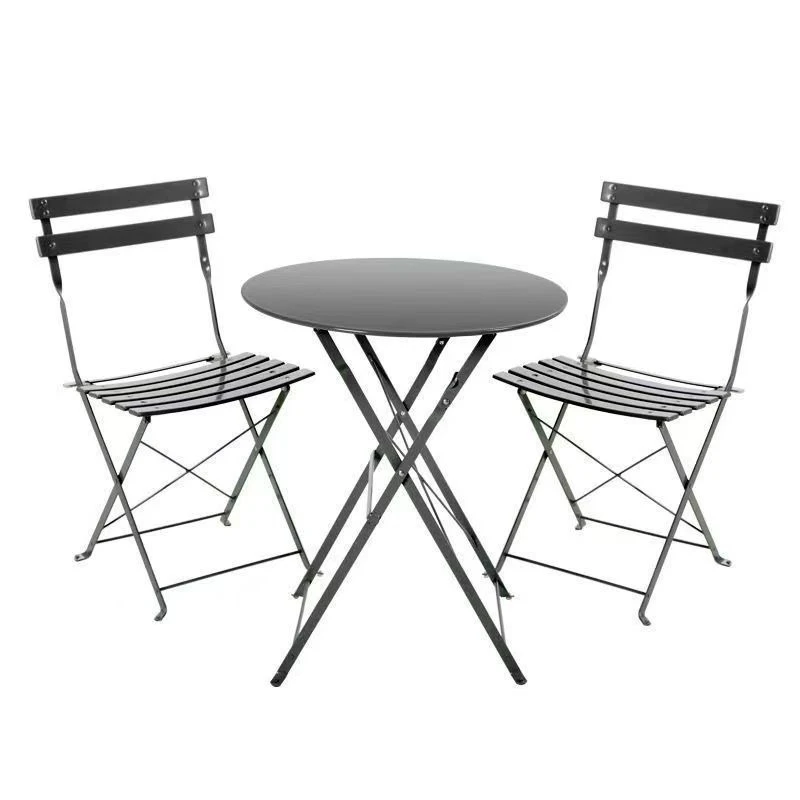 Outdoor folding tables and chairs Balcony small coffee table Leisure table and chairs three-piece outdoor