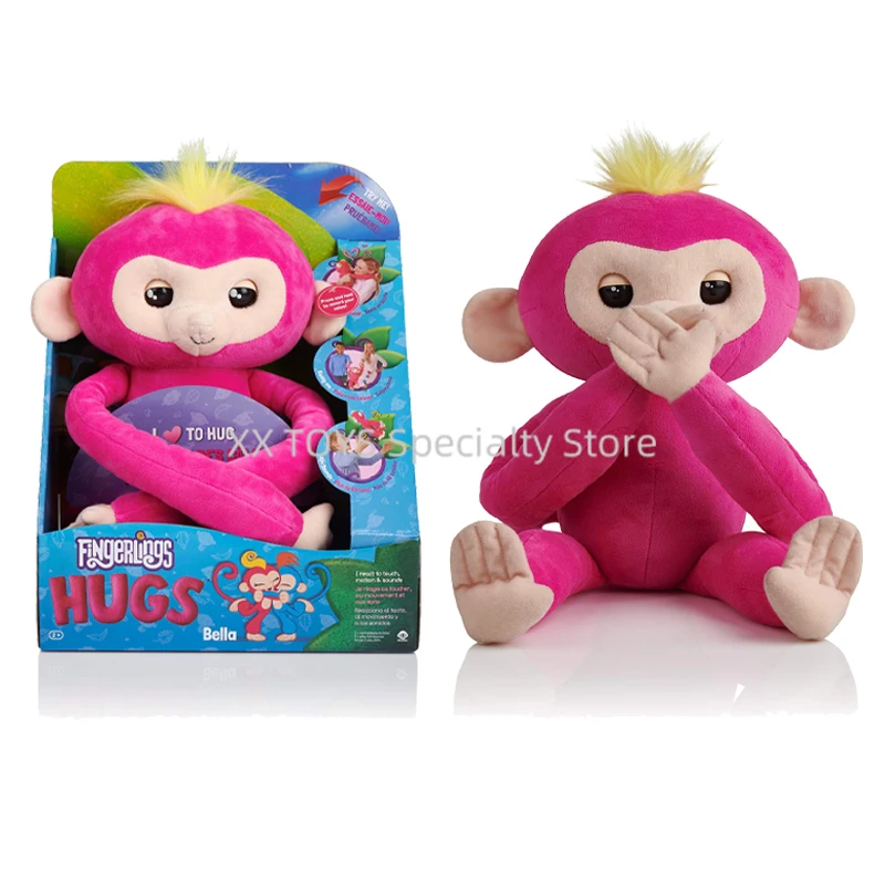 Fingerlings HUGS Bella, mono de peluche interactivo avanzado para bebé, juguete de peluche divertido para mascotas con efectos de sonido, regalos de cumpleaños para niños