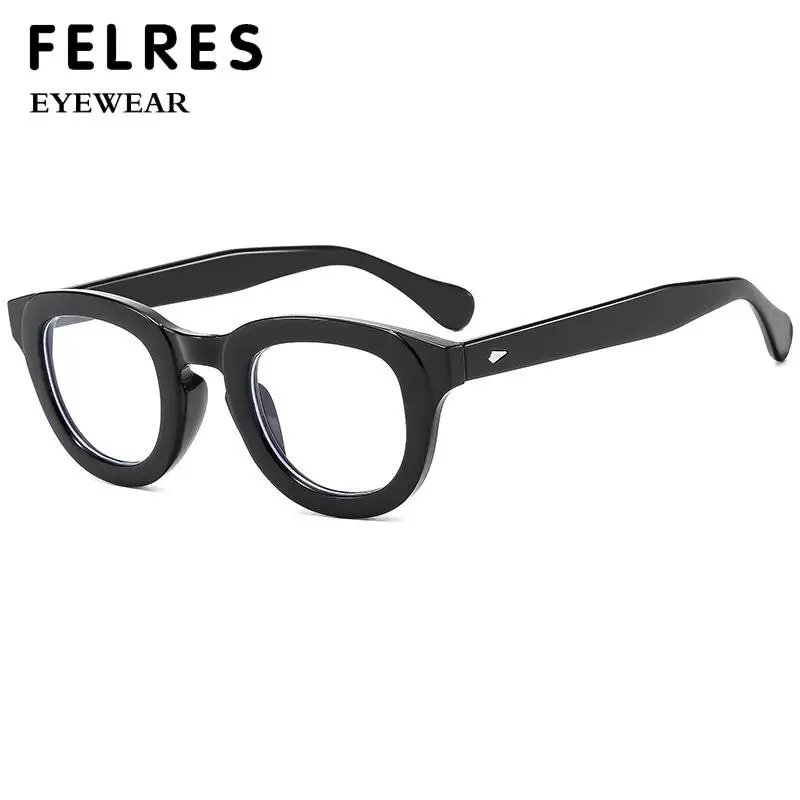 FELRES Vintage Anti Blue Light Round Reading Glasses High Definition Presbyopic Eyeglasses Anti-Glare Magnifying Readers+1.25