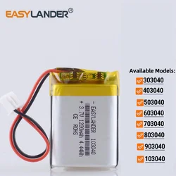 3.7V 350mAh~1400mAh  XH2.54 2Pin Lithium Li-ion Polymer Battery 303040 403040 503040 603040 703040 803040 903040 103040 123040