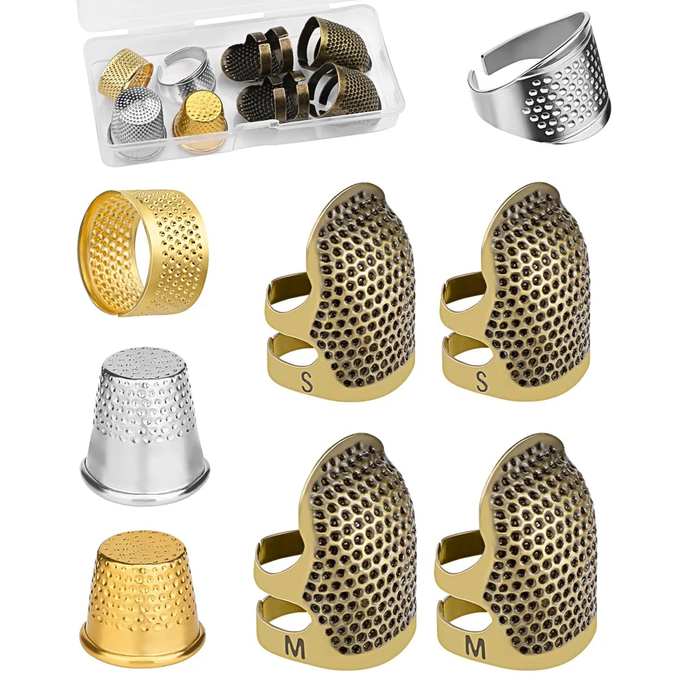 Sewing Thimble Metal - ชุดปลอกนิ้วเย็บผ้า 8 ชิ้น สำหรับเย็บมือ ปลอกนิ้วโลหะ ป้องกันนิ้วมือ