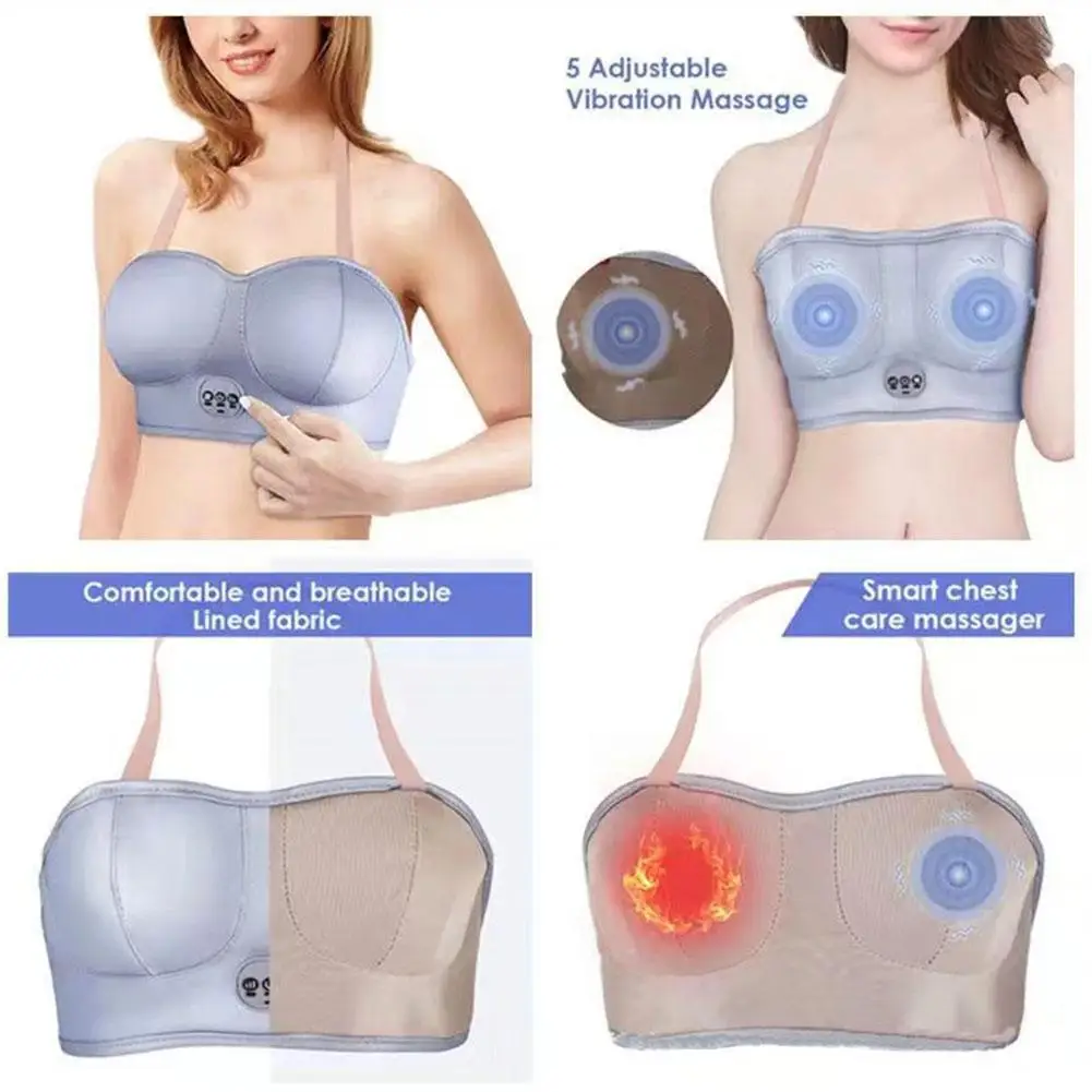 Electric Breast Massage Bra Wireless Breast Enhancement Instrument with Hot Compress Function for Breast Lift Enlarge V0V3