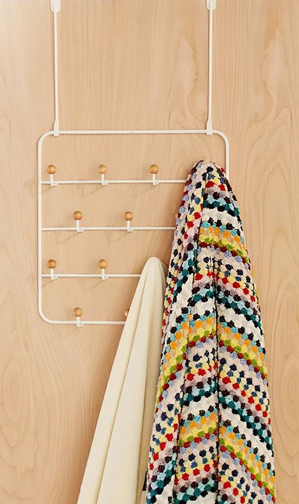 Hanging door style storage rack with metal door, no nails or marks, hanging wall clothes and hat hooks