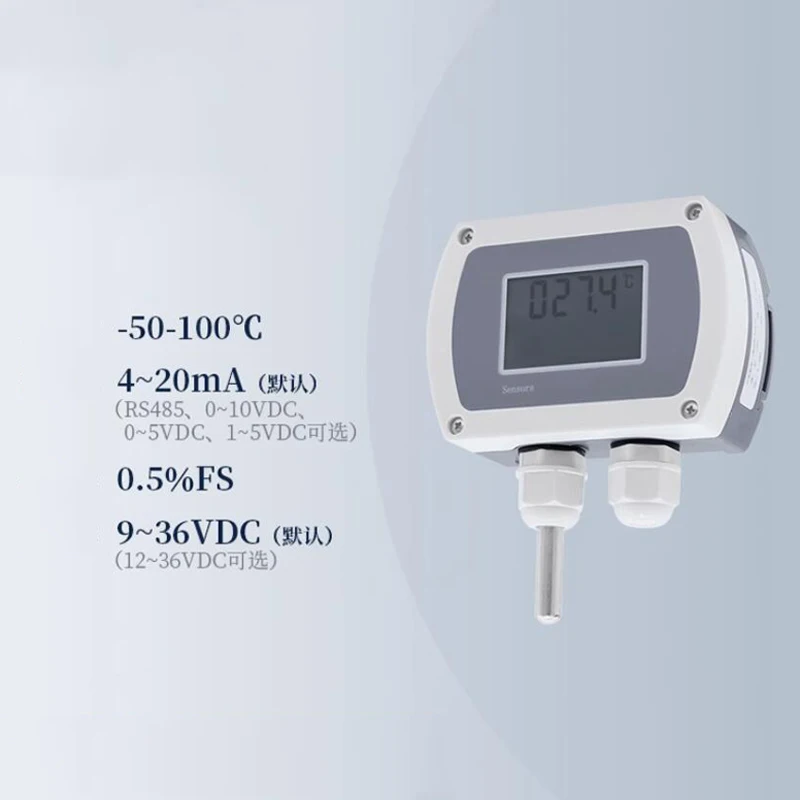 DC 9-36V CWDZ28 Wall Mounted Temperature Transmitter 0.5%FS High Precision Indoor Environment LCD Temperature Sensor -50~100℃