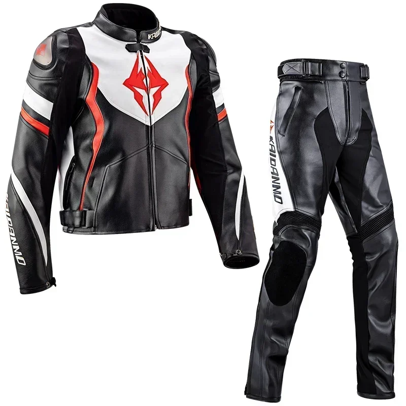 KAIDANMO Motorcycle Jacket Sets for Men and Women Pu Leather Winter Waterproof Warm Racing Jacket  Motorcycle Winter Clothes