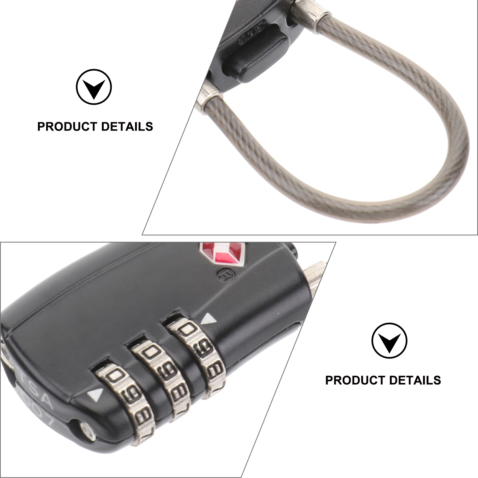

Customs Security TSA Wire Rope Password Padlock Solid Zinc Alloy Portable Luggage Lock High Confidentiality Easy Operation