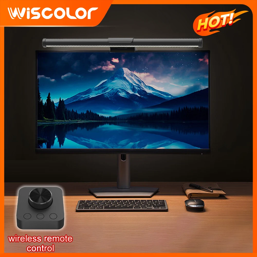 

Wiscolor LED Monitor Light Bar Eye-Care Stepless Dimming Lighting Table Lamp Computer Monitor Screen Light Bar for Work/Gaming