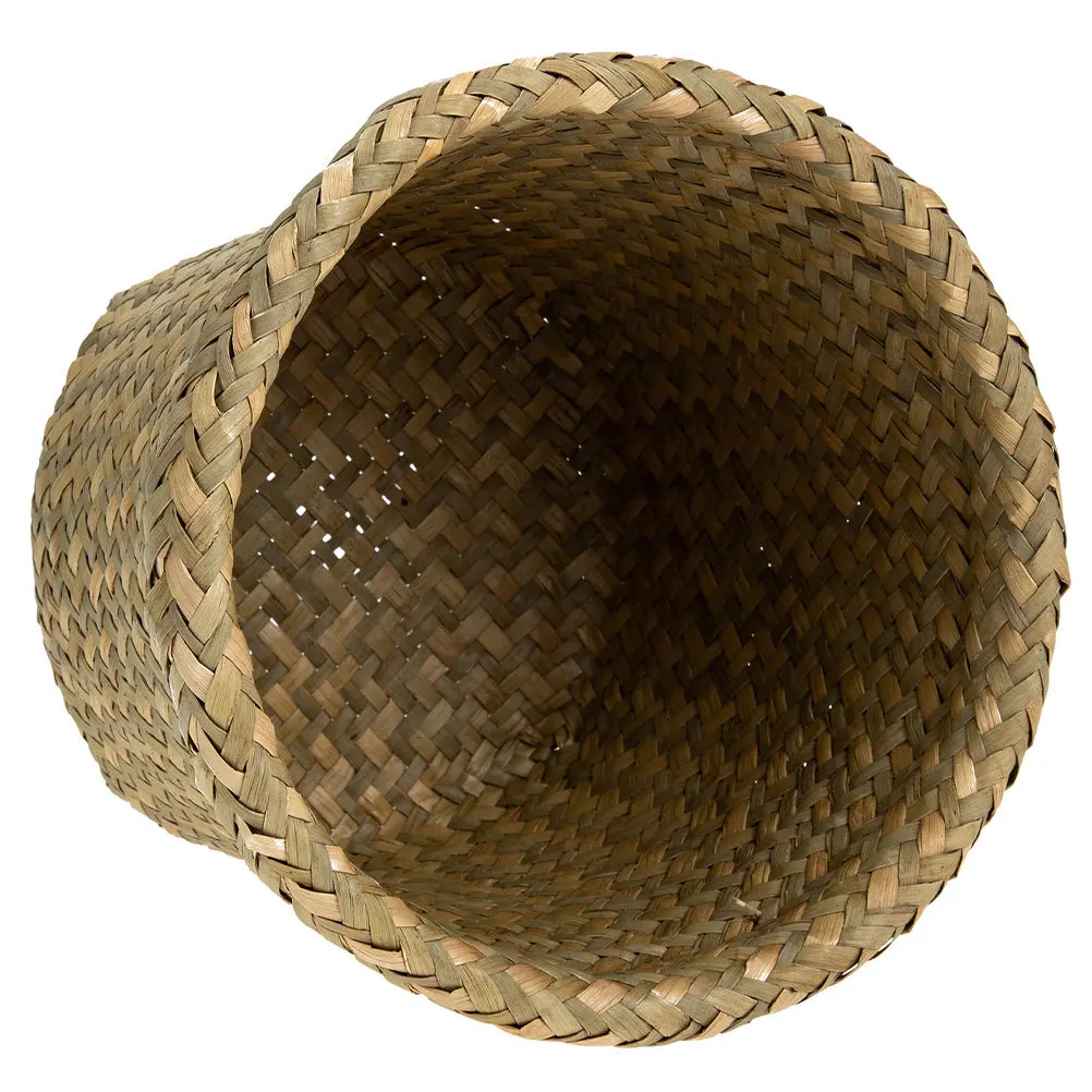 

Seagrass Woven Round Storage Basket Small Straw Trash Bin Waste Paper Bin for Bathroom Kitchen Office Wicker Waste Basket