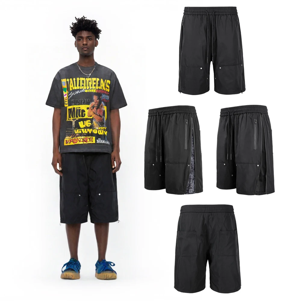 

New Men's Summer Shorts Cargo Pants Paisley Zipper Pockets Street Wear Hip Hop Street Style Casual Baggy Functional Shorts Pants