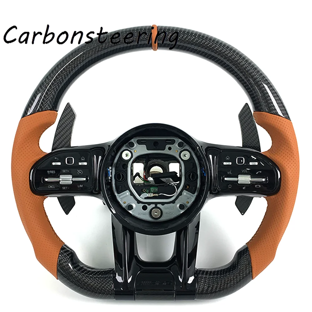 

Custom Carbon Fiber Steering Wheel for Mercedes Benz W809 W212 W213 C217 W221 W222 W204 W205 C43 C63 AMG Racing Style