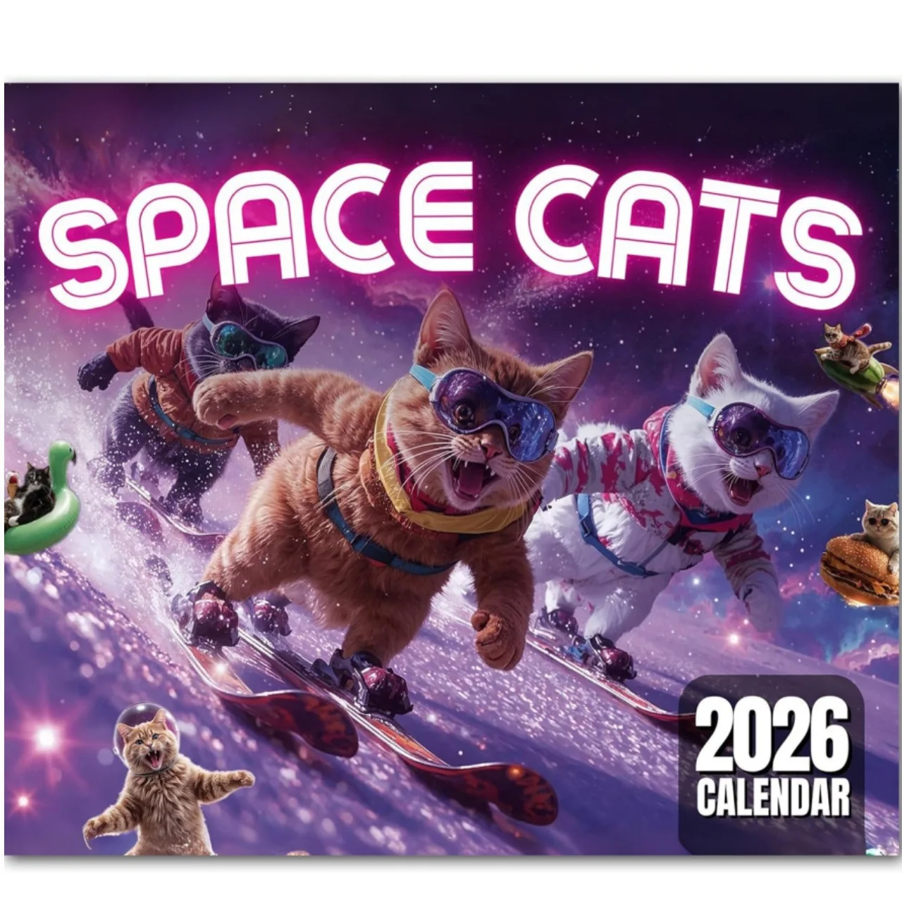 

2026 Space Cat Calendar - Year Monthly Planner & Agenda Schedule Organizer Wall Calendar Funny Party Gag Gifts For Friends
