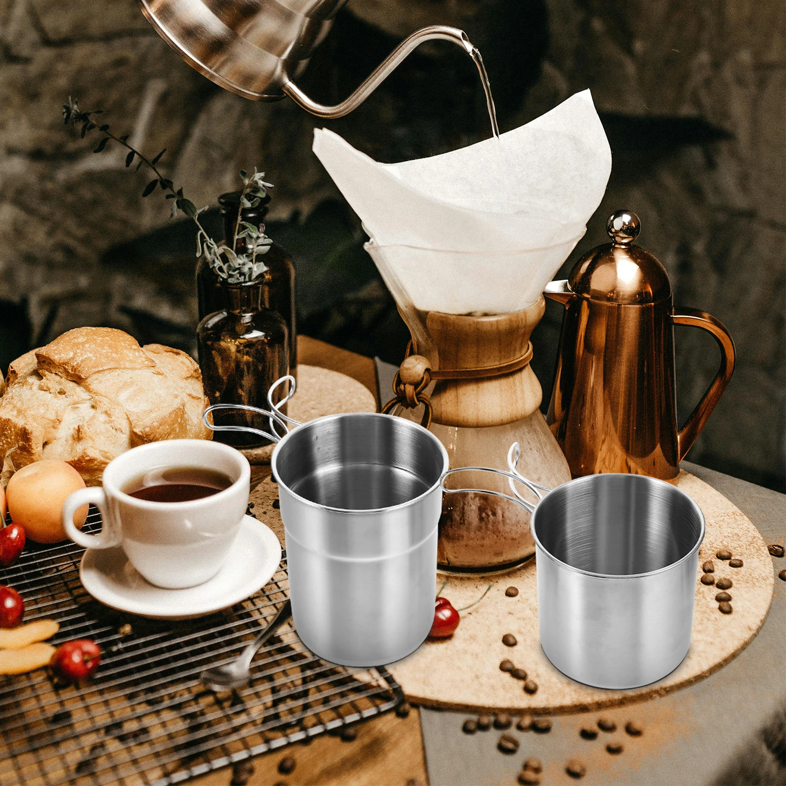 

Outdoor Camping Set Stainless Steel Mug Portable Hiking Water Cup Tea Camping Cooking Equipment Set Coffee Gear Foldable H