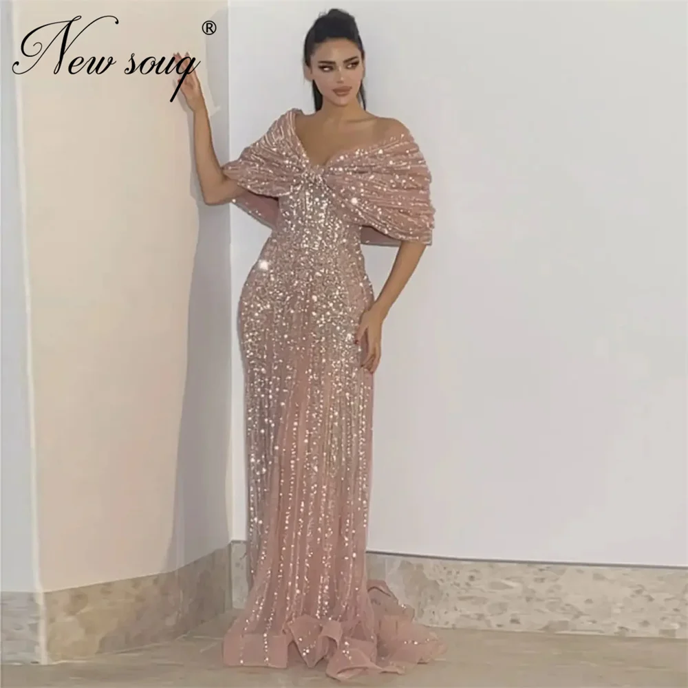 

Блестящее розовое коктейльное платье с короткими рукавами, индивидуальный пошив, с открытыми плечами, расшитое бисером, для женщин, на день рождения, вечернее платье