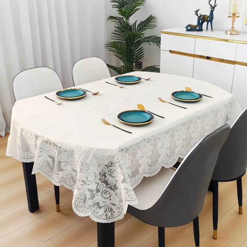 Waterproof Oval Tablecloth Embroidered Anti-Scald Table Mat Oil Resistant Anti Slip Printed Tablecloth Wedding Dining Room